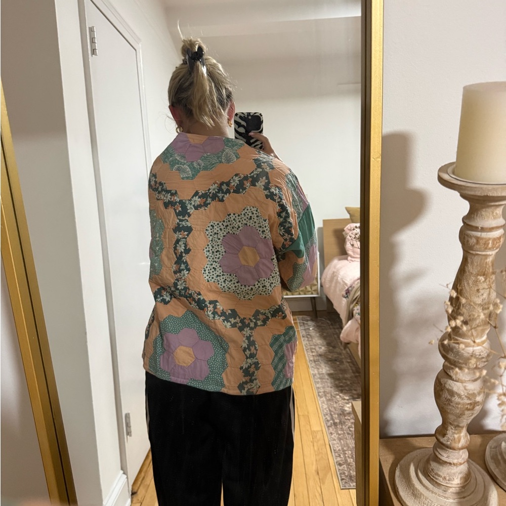 Peach Floral Patchwork Quilted Jacket - image 4